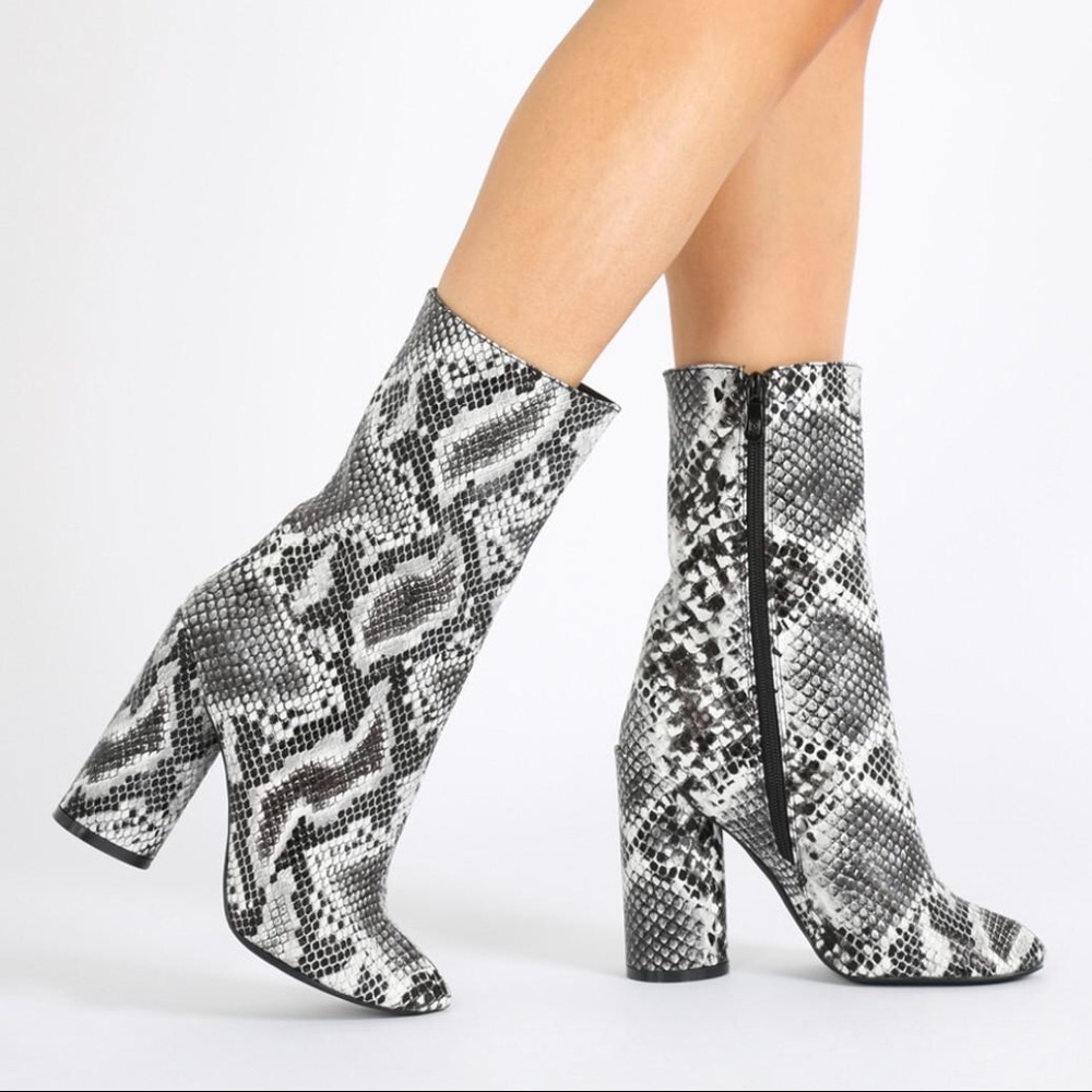 Snake print boots